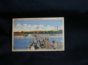 Cartolina d'epoca - Cleveland, Oh - Euclide Beach Park - Pier Fishing - 1944 - Foto 1 di 2