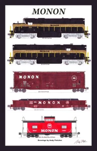 Monon Steel Mill Train 12""x18"" póster enmarañado firmado por Andy Fletcher - Imagen 1 de 1