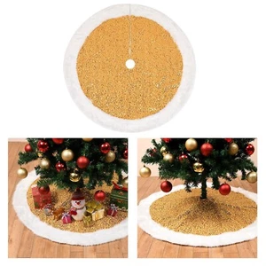 tappeto oro paillettes copribase albero Natale copri base sotto albero 100 cm - Foto 1 di 2