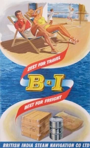 BRITISH INDIA STEAM NAVIGATION Co LTD ZEST FOR TRAVEL 1955 VINTAGE POSTER - Picture 1 of 1