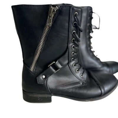 Botas Biker Chic Para Mujer Talla 9.5 Negras Moto Alt Girl con Cremallera NY Street Style Foto 1 de 4