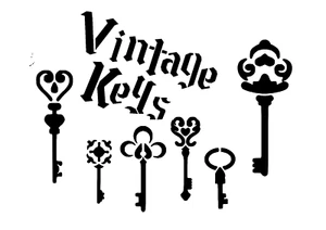 Schablone " Vintage Keys ... " auf A4 - Bild 1 von 1