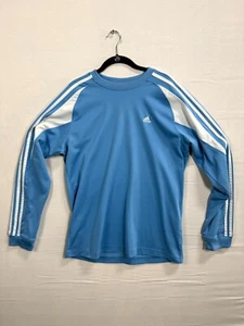 Adidas Sudadera Para Hombre Azul Medio 3 Rayas Manga Raglán Cuello Redondo Pullover - Imagen 1 de 8