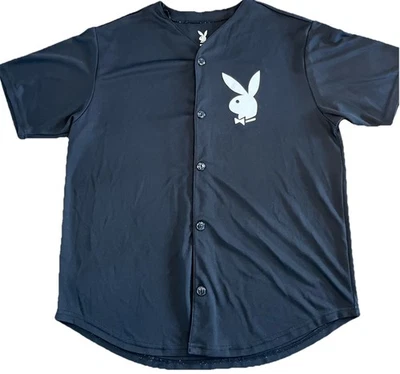 Camiseta de béisbol vintage Playboy abotonada negra talla grande XXL para hombre Foto 1 de 4