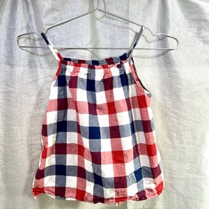 Osh Kosh B'Gosh USA Red White Blue 100% Cotton Plaid Tank Top Girls Size 10/10A - Picture 1 of 5