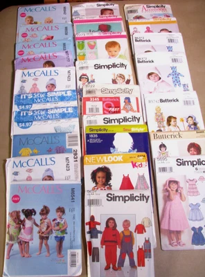 Uncut Lot of 27 Sewing Patterns for Children Babies Toddlers Various Brands - Image 1 of 4