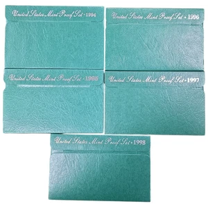 1994-1998 U.S. Mint Proof Set Lot Green Box w/ COAs -As Is - Picture 1 of 3