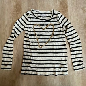 Crewcuts Collectible 100% Striped Embellished Beaded Heart Long Sleeve Top - Picture 1 of 10