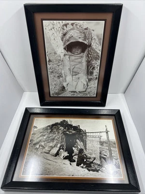 Native American Prints Apache Infant in a Cradleboard & Wickiup? Read - Image 1 of 4