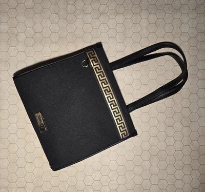 Versace Fragrances Canvas Bag Black Gold Travel Purse Handbag Shoulder Tote New - Image 1 of 2