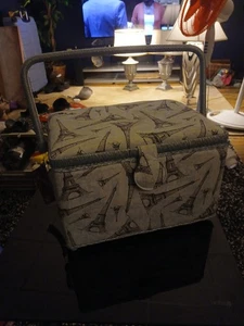 Dritz Large Rectangular Sewing Basket-Effile tower 11.5"X8.875"X7.5" - Picture 1 of 3