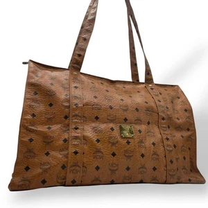 Bolso de Hombro MCM Visetos Bolso Boston Cuero Marrón Gran Capacidad Viaje - Imagen 1 de 24