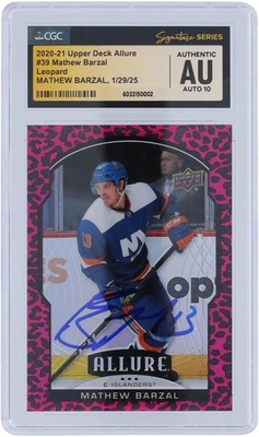 Mathew Barzal Islanders Firmado '20-21 Cubierta Superior Allure Leopard #39 CGC 10 Cartas Foto 1 de 3