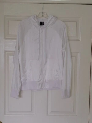 Chaqueta cortavientos con capucha Z by Zella, para mujer mediana ligera blanca cremallera completa Foto 1 de 4