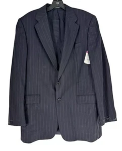 Hickey Freeman Men's Navy Blue Stripe 2-Button Single Vent Blazer Size 42L - Picture 1 of 8