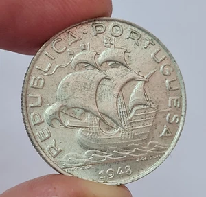 Portugal 1948 Silver Coin 5$00 escudos Great Condition - Picture 1 of 4
