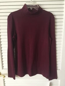  NWT Croft & Barrow Petite Long Sleeve Wine Cotton Mock Neck, Size PXS - Picture 1 of 3