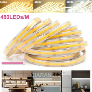 480LEDs/m COB LED Strip DC24V Light with IP67 Waterproof Flexible Led Tape 10M - Picture 1 of 24