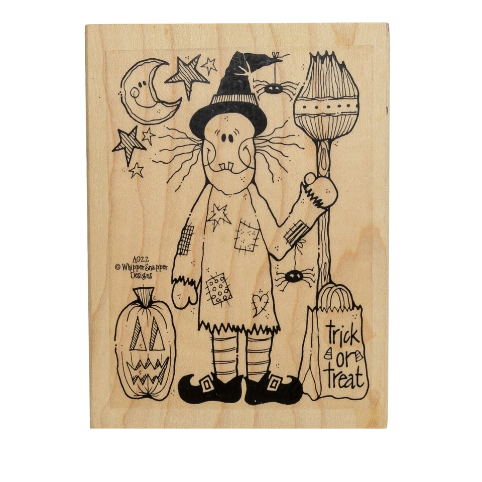 Whipper Snapper Designs - Halloween Witch A022 - Wood Mount Rubber Stamp - Image 1 of 4