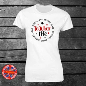 Camiseta Teacher Life Hombres Damas Regalo Maestro Día Escuela Secundaria Collage - Imagen 1 de 1