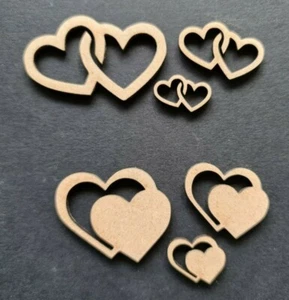 Interlinked Hearts. MDF Craft Shapes / Embellishments. Pack of 20. Various sizes - Picture 1 of 5