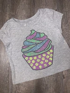Justice sz 8 neon blue purple beaded cupcake shirt guc  - Picture 1 of 5