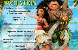 5 - 12 or 14 Vaiana Birthday Invitation Cards REF 417 - Picture 1 of 2
