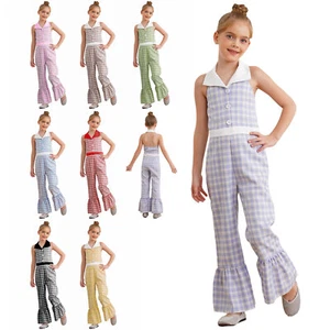 Kids Girls Bodysuit Summer Rompers Prom Leotard Tween Overalls One-Piece Halter - Picture 1 of 41