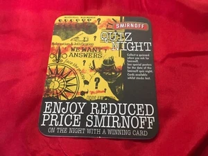 Collectable drink coaster- “SMIRNOFF QUIZ NIGHT” New, Good Condition - Picture 1 of 3