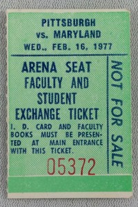 1977 02/16 Pittsburgh at Maryland Basketball Ticket Stub-Larry Harris