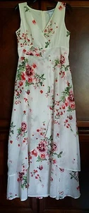 Women's small formal tall sleeveless white Garden Roses Dress Paragon New - Picture 1 of 12