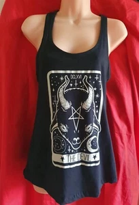 DEVIL GOAT TAROT CARD RACERBACK TANK TOO FAST SZ M GOTH TATTOO CLOTHING WITCH - Picture 1 of 6