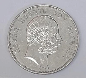 5 Mark King George 1903E Saxony (Germany) Ag XFAU - Picture 1 of 2