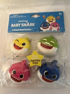 Baby Shark 4 Pack Keychains Baby Mommy Daddy Grandpa Ornaments Party Favor Fun - Picture 1 of 8
