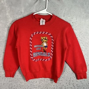 Vintage 90s Meadow Lane Bengals Sweater Kids 10/12 Red Crewneck Pullover - Picture 1 of 7