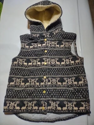 Chaleco Free People para mujer: capucha Sherpa negra/bronceada, reno acolchada forrada pequeña Foto 1 de 4