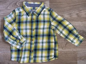 LC Waikiki Hemd Kinder Jungen Karohemd Langarm Gelb Grün Blau Größe 80 - Bild 1 von 5