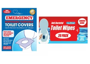 Disposable Paper Toilet Seat Covers & Wipes 30 Pack Hygienic Holiday Camping - Picture 1 of 1