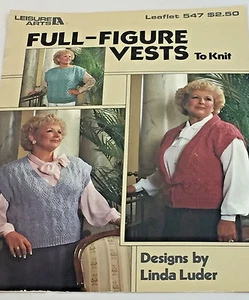Vtg 80s Leisure Arts Knit Full Figure Fashion Leaflet 547 Linda Luder Sleeveless - Picture 1 of 8