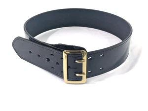 Gould & Goodrich gefütterter Dienstgürtel 2-reihig genäht GLANZ SCHWARZ GRÖSSE 30 MESSINGSCHNALLE - Bild 1 von 2