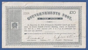 SUDAFRICA / SOUTH AFRICA -- ANGLO-BOER WAR - 10 POUNDS (1900) - FINE+ - PICK 56b - Picture 1 of 2