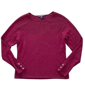 Brooks Brothers Sweater Women’s  M Burgundy Pure Cashmere  Pointelle  - Picture 1 of 10