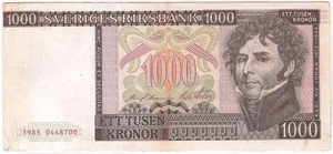 SWEDEN  1000 Kronor  1985  P:55b  VF  Sveriges Riksbank - Picture 1 of 2