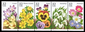 US Scott # 3029a (3025-3029), Garden Flowers, (5) 1996 32¢ Stamps, MNH - Picture 1 of 1