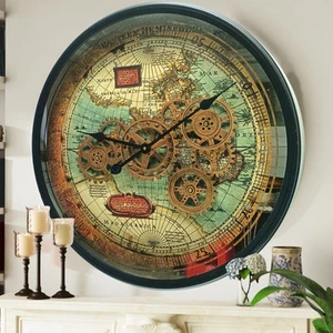 The Gears Reloj LÍNEA PORTUGAL RELOJ DE PARED REDONDO 24 PULGADAS "BRAGA" NEGRO-ANTIGUO - Imagen 1 de 22