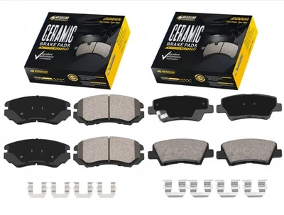 Pastilhas de freio a disco dianteiras e traseiras de cerâmica para 2009 - 2010 Hyundai Sonata 2.4L 3.3L - Imagem 1 de 4