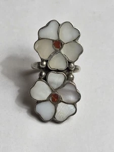 Anillo Zuni ANSELM & ROSITA WALLACE FREGONA & Coral con incrustaciones desierto rosa plata talla 6.5 - Imagen 1 de 9