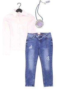 Conjunto de moda mujer talla M con blusa de manga larga Montego talla 38 y collar - Imagen 1 de 7