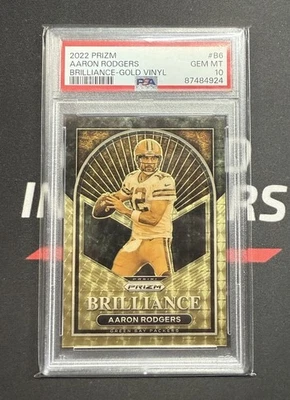 2022 PANINI PRIZM BRILLIANCE GOLD VINYL #B-6 AARON RODGERS 3/5 PSA 10 MINT POP 1 - Image 1 of 2