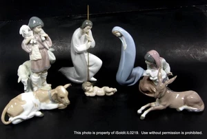 JUEGO BELÉN PORCELANA LLADRO 7 PIEZAS San José Virgen María Niño Jesús Pastor - Imagen 1 de 8
